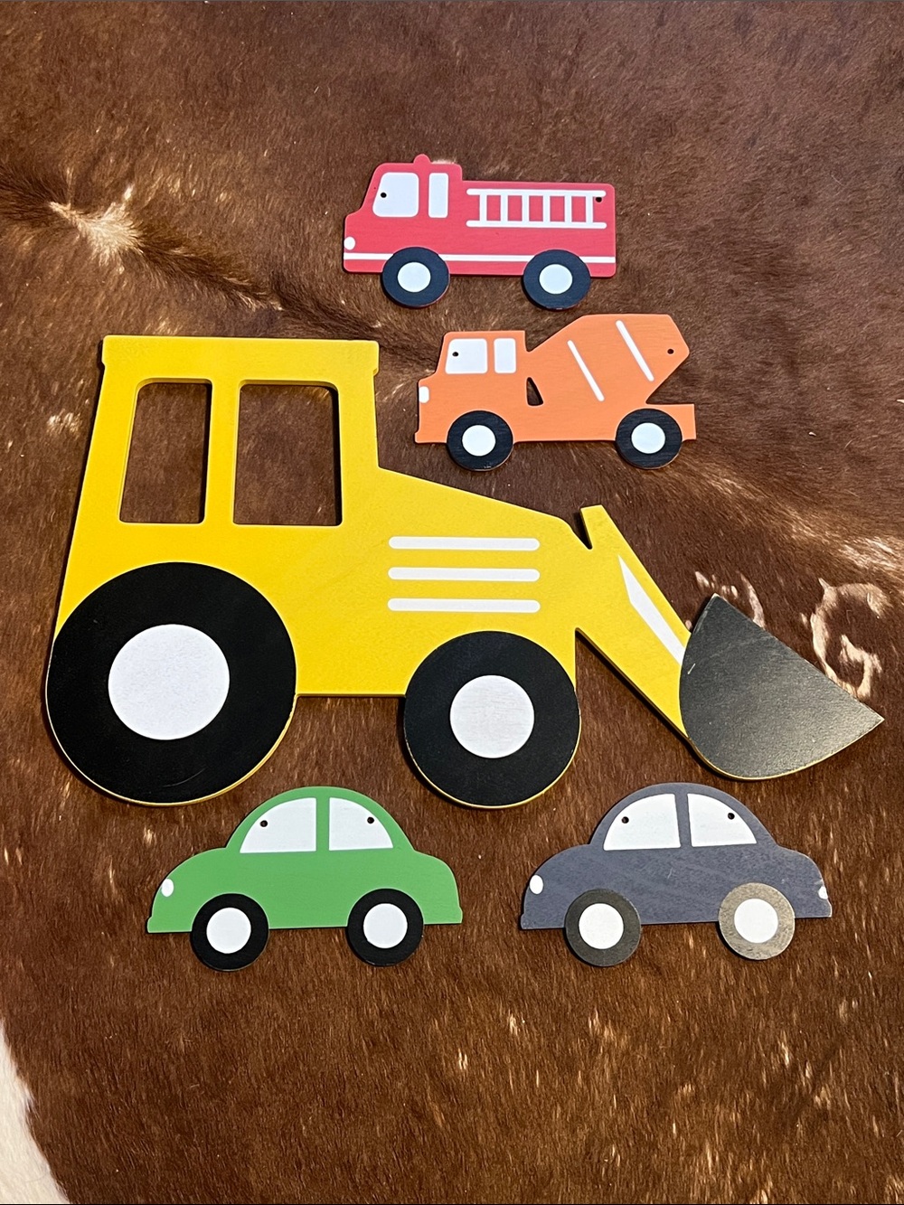Hobby Lobby Construction Wooden Wall Decor: Yellow Bulldozer & Colorful Cars